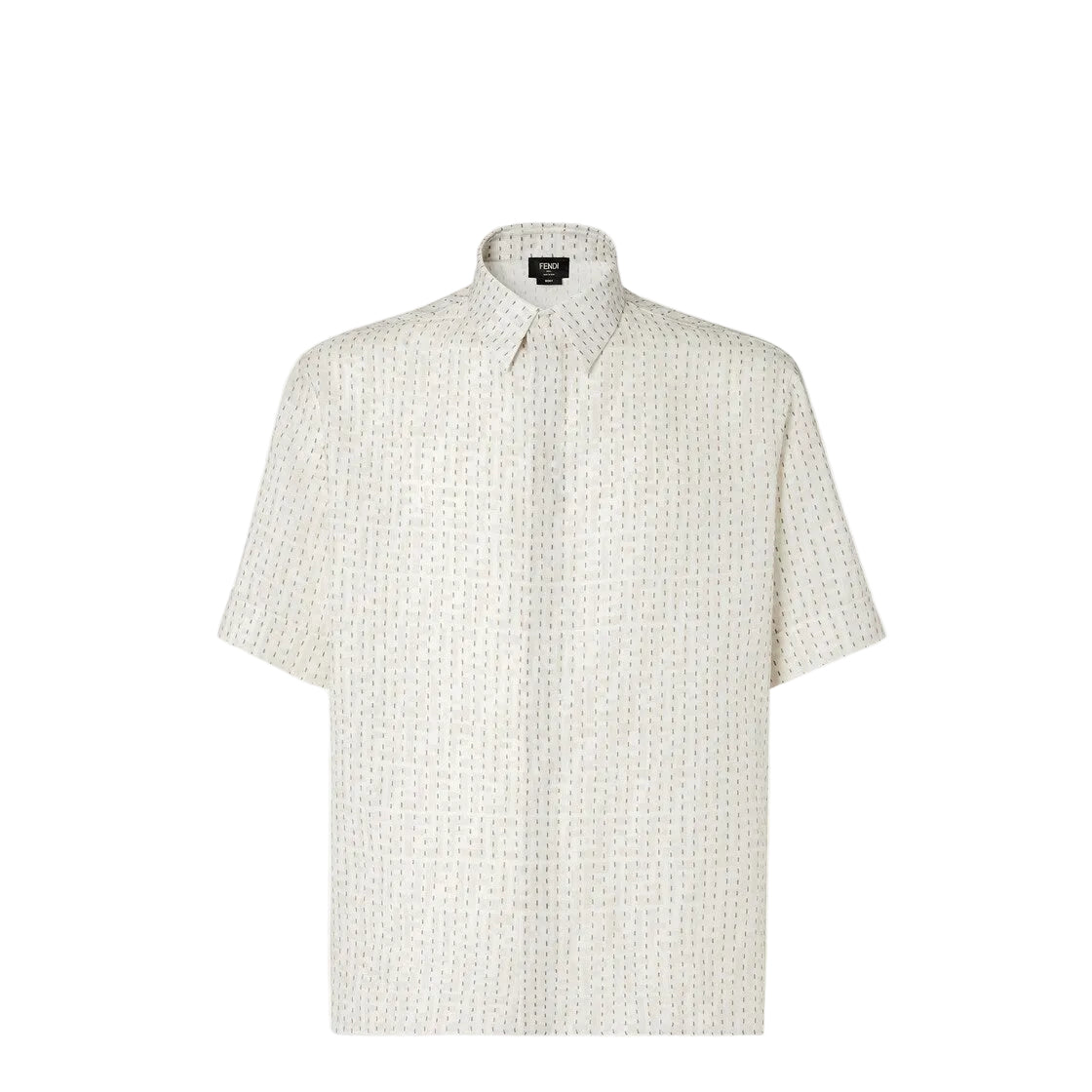 Beige ff linen shirt with topstitching-FENDI-307049-39-Verso