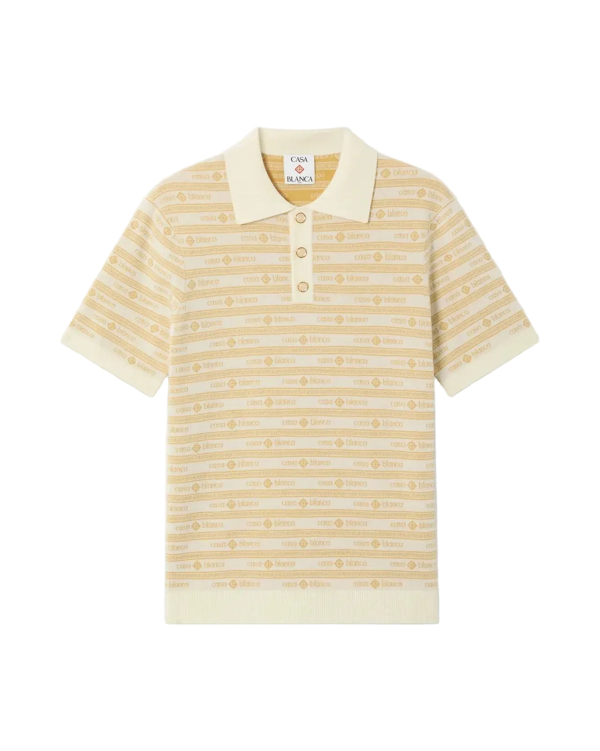 Beige knit logo short sleeve polo shirt-CASABLANCA-310418-S-Verso