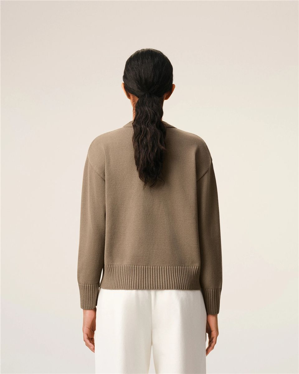 Beige wool and cotton crewneck ami de coeur sweater-AMI-Verso
