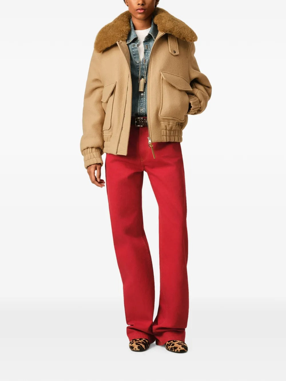 Beige Wool Padded Jacket-AMI-Verso