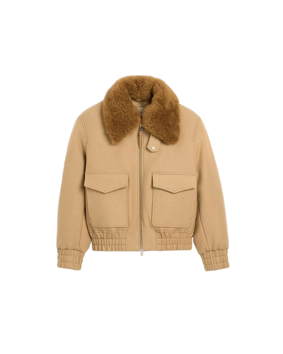 Beige wool padded jacket-AMI-312448-S-Verso