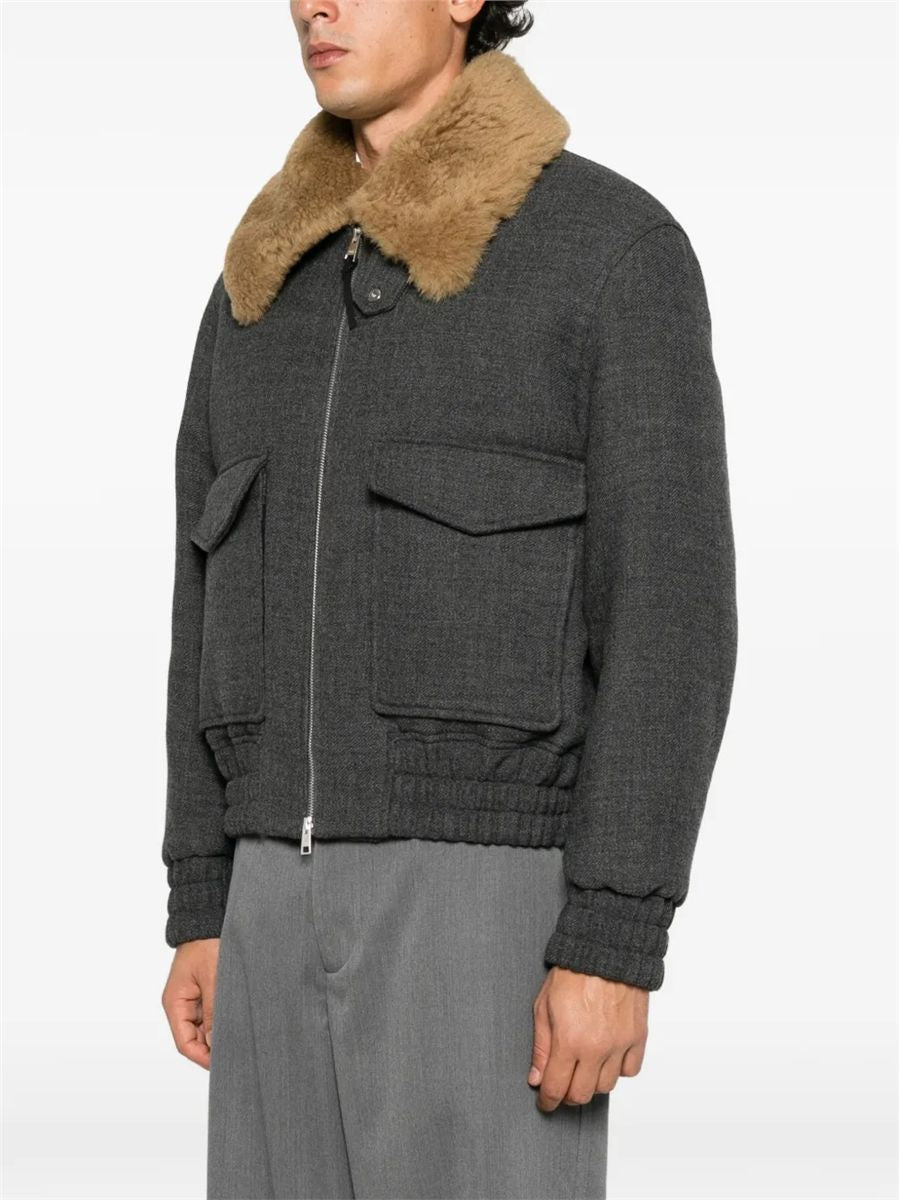 Beige wool padded jacket-AMI-Verso