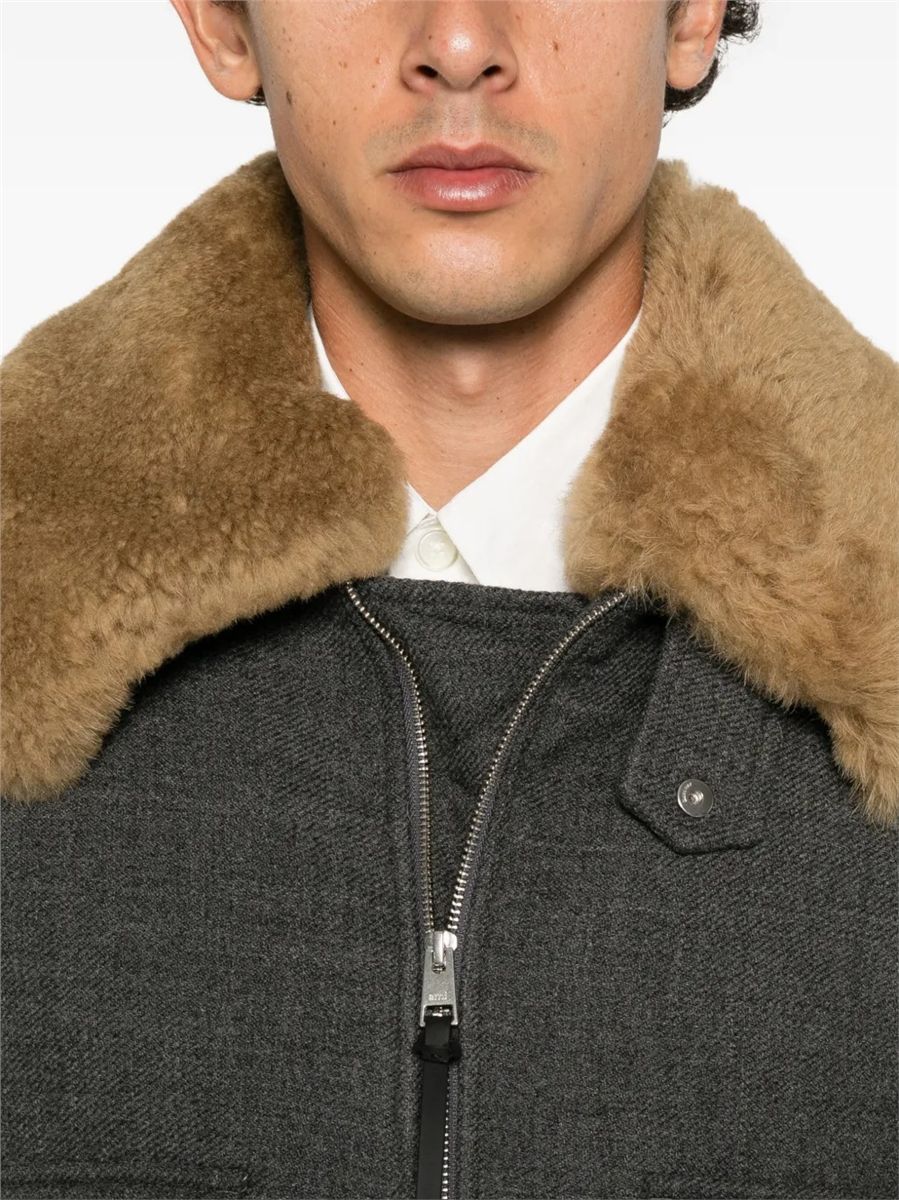 Beige wool padded jacket-AMI-Verso