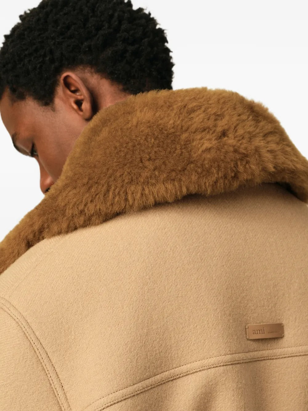 Beige Wool Padded Jacket-AMI-Verso