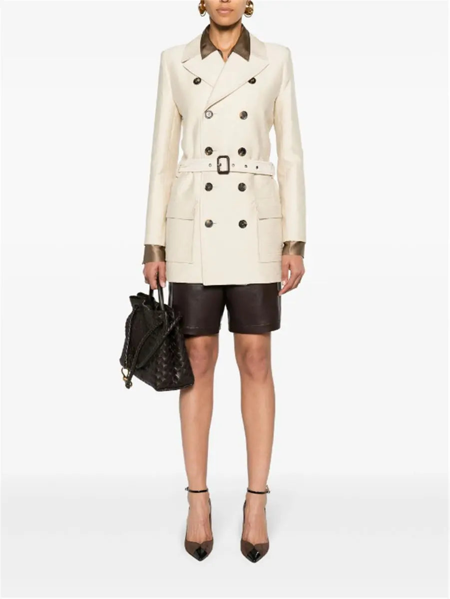 BELTED DOUBLE-BREASTED COAT SAINT LAURENT