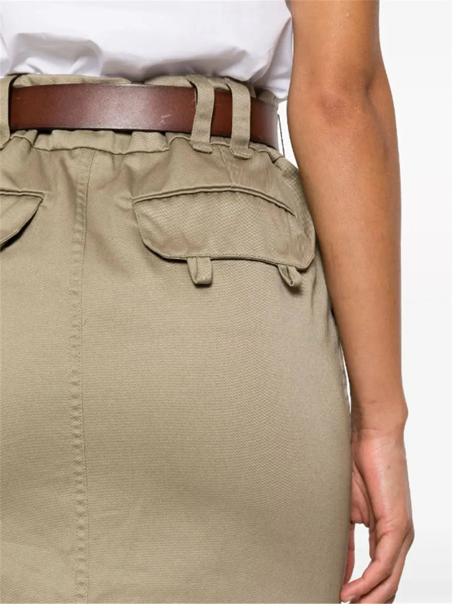 BELTED GABARDINE PENCIL SKIRT SAINT LAURENT