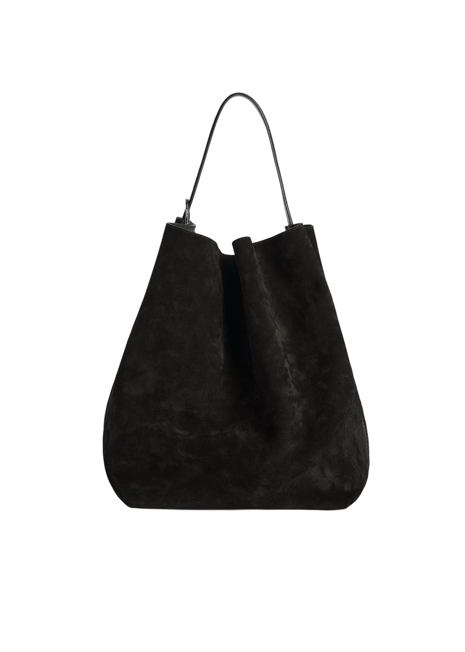 Belted suede tote espresso