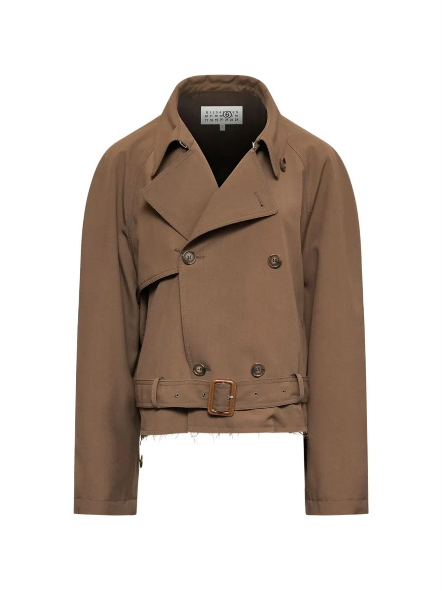 Belted wool blend jacket-MM6-309454-40-Verso