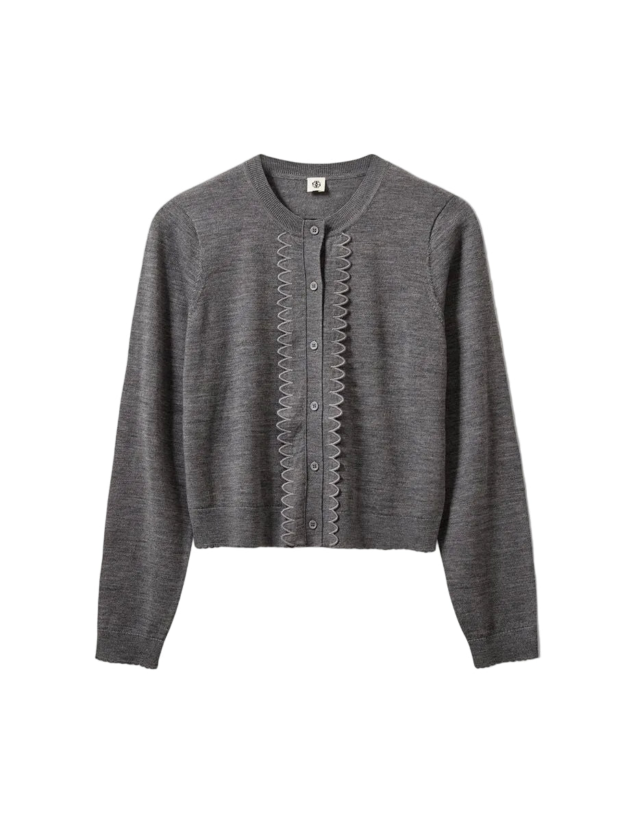 Bergen scallop mini cardigan grey melange-THE GARMENT-312116-6-Verso