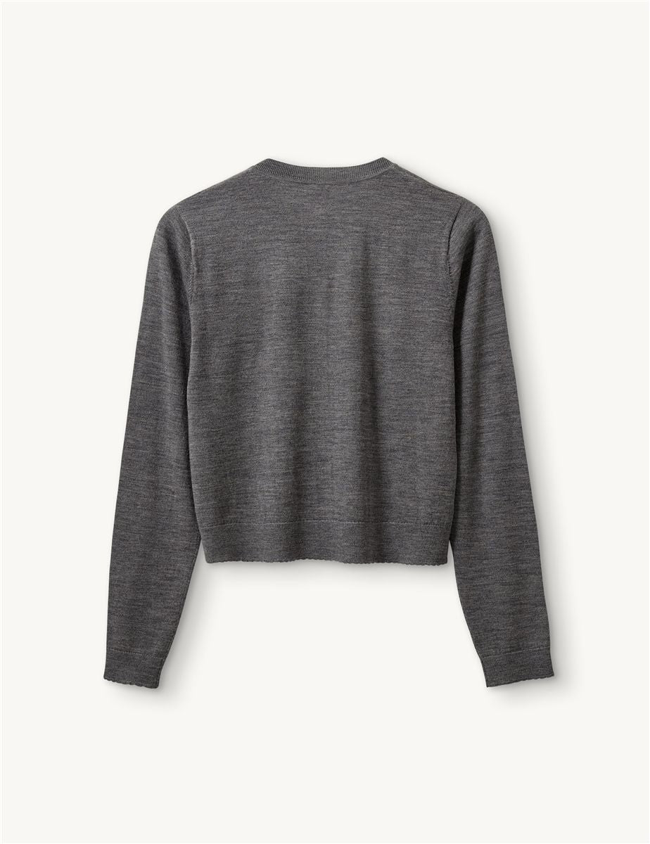 Bergen scallop mini cardigan grey melange-THE GARMENT-Verso