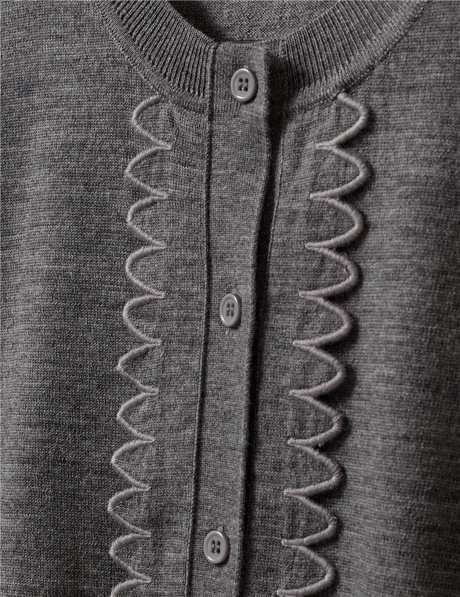 Bergen scallop mini cardigan grey melange-THE GARMENT-Verso