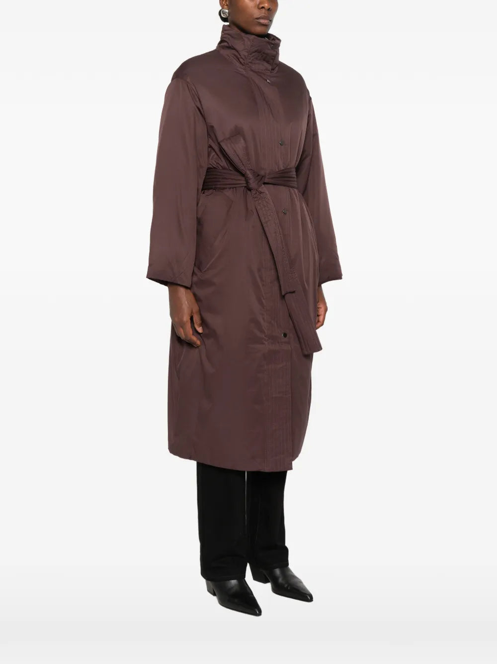 Belted high-neck coat