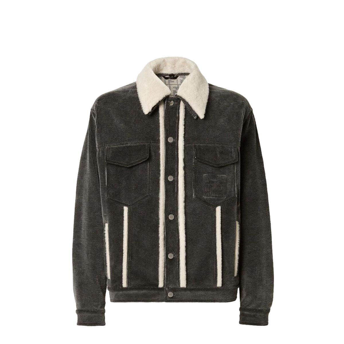 Black corduroy blouson-FENDI-Verso