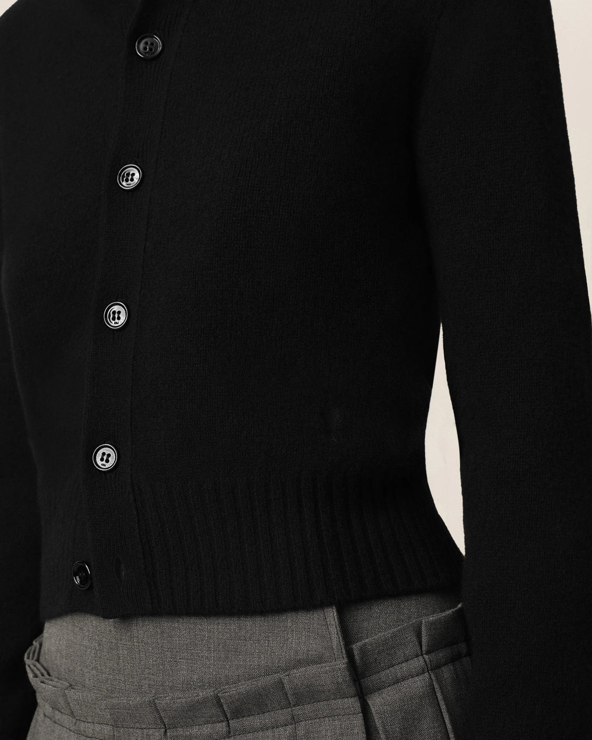 Black crewneck cashmere cardigan with ami de coeur-AMI-Verso