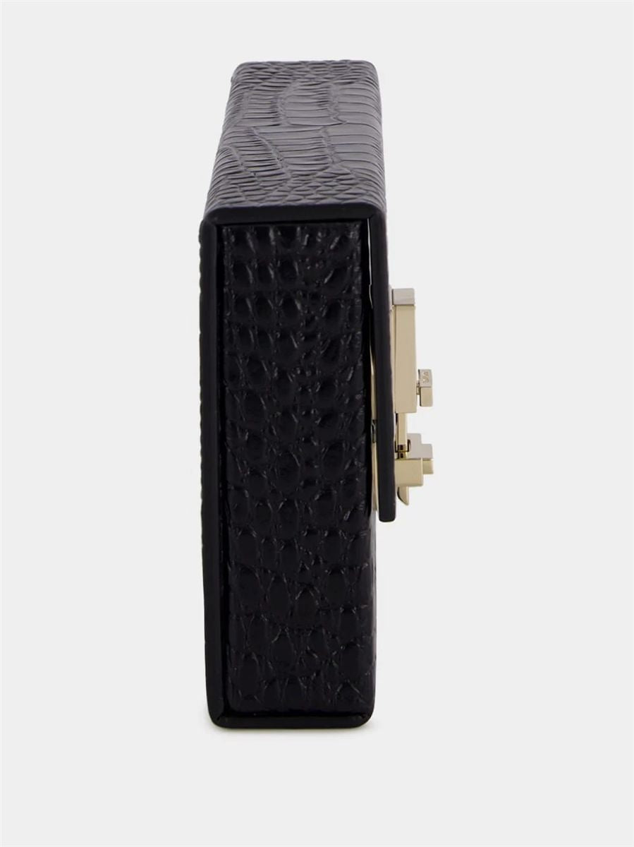 Black crocodile clutch in leather-TOM FORD-Verso