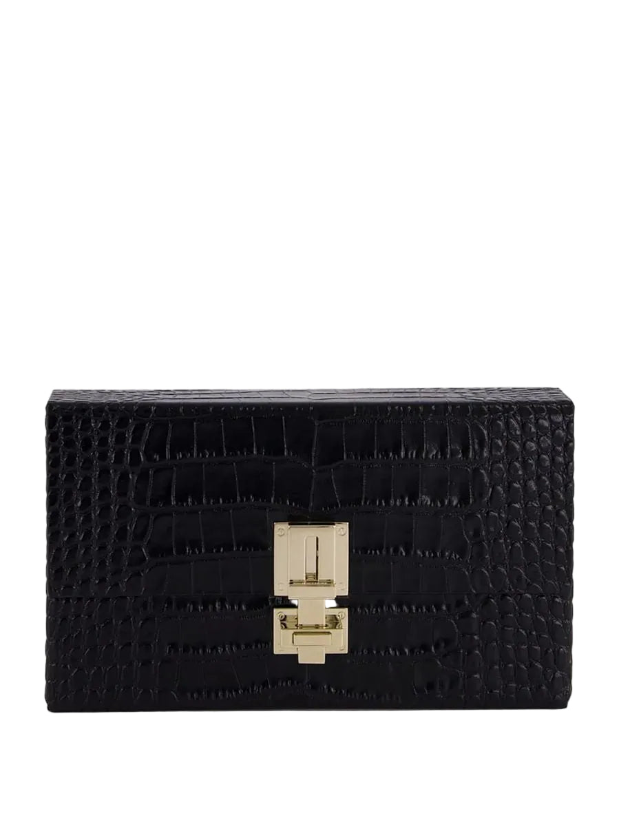 Black crocodile clutch in leather-TOM FORD-Verso