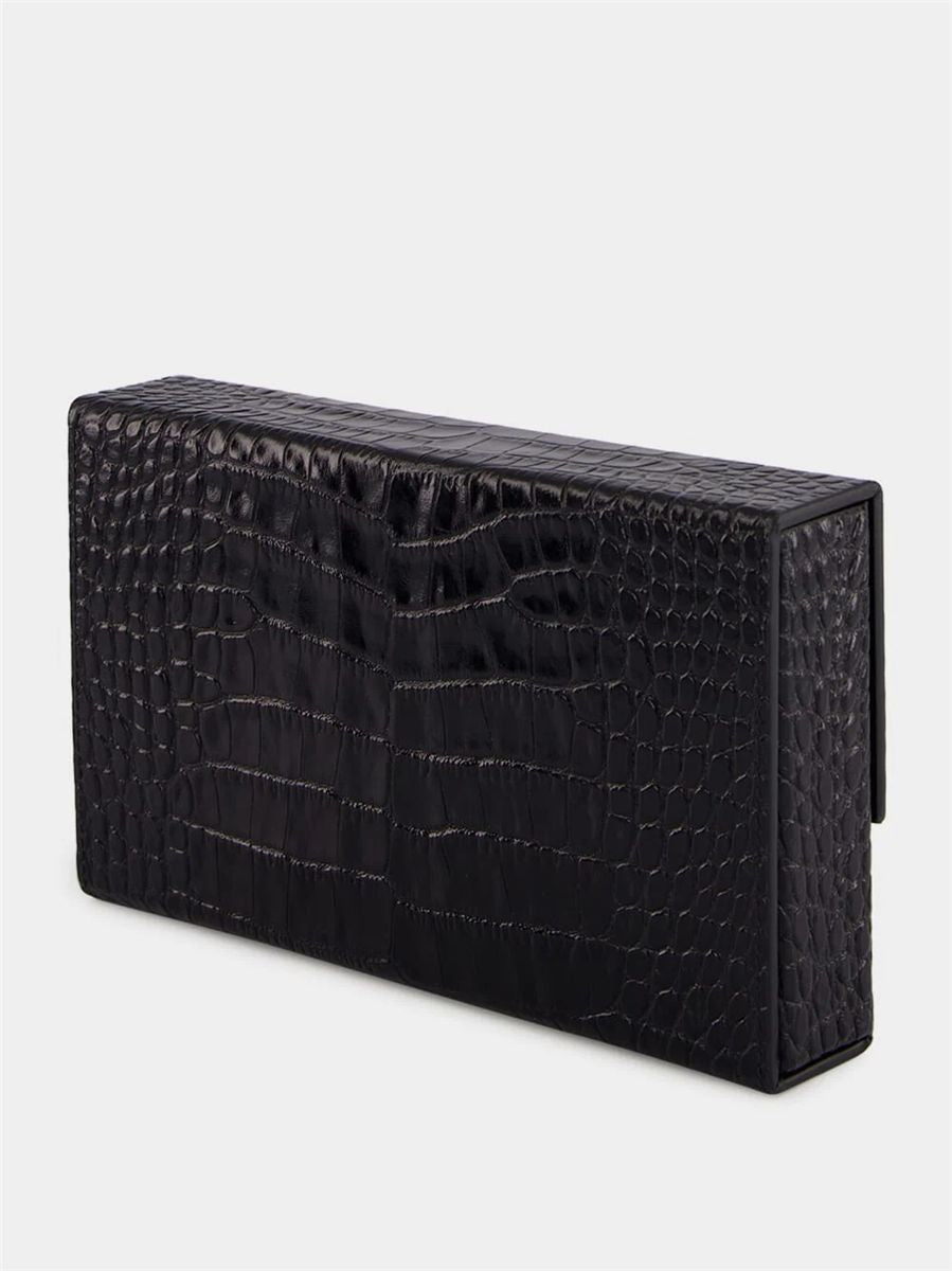 Black crocodile clutch in leather-TOM FORD-Verso