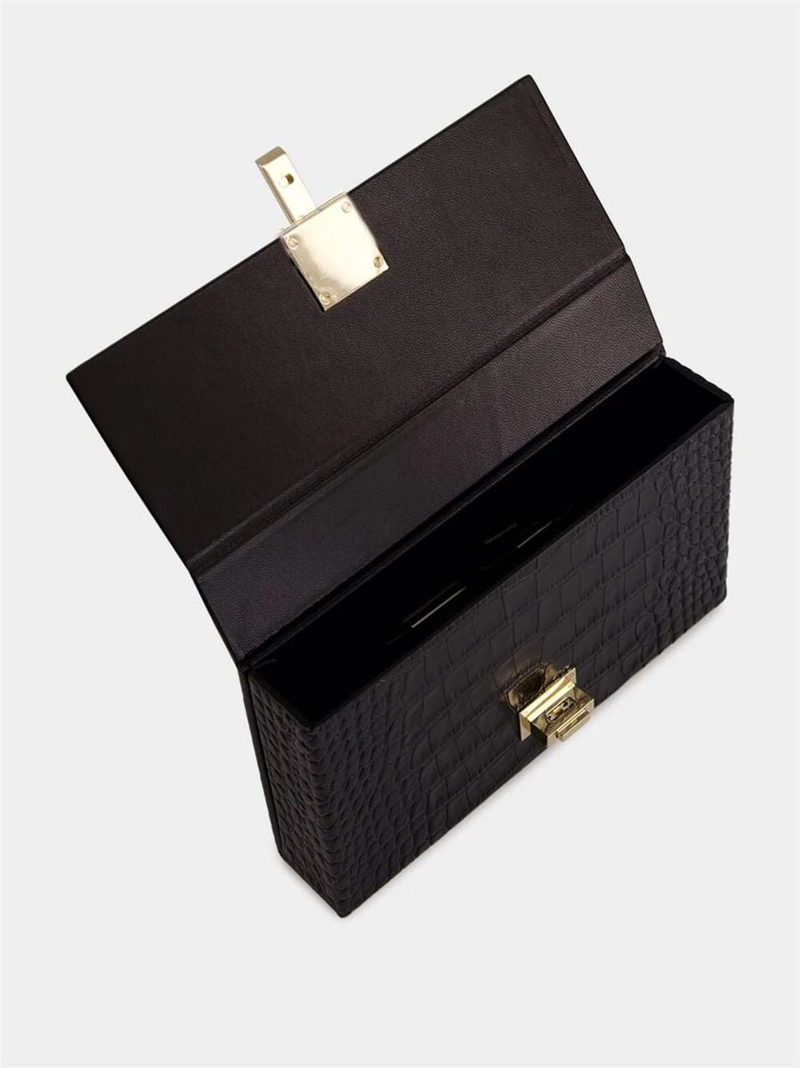 Black crocodile clutch in leather-TOM FORD-Verso