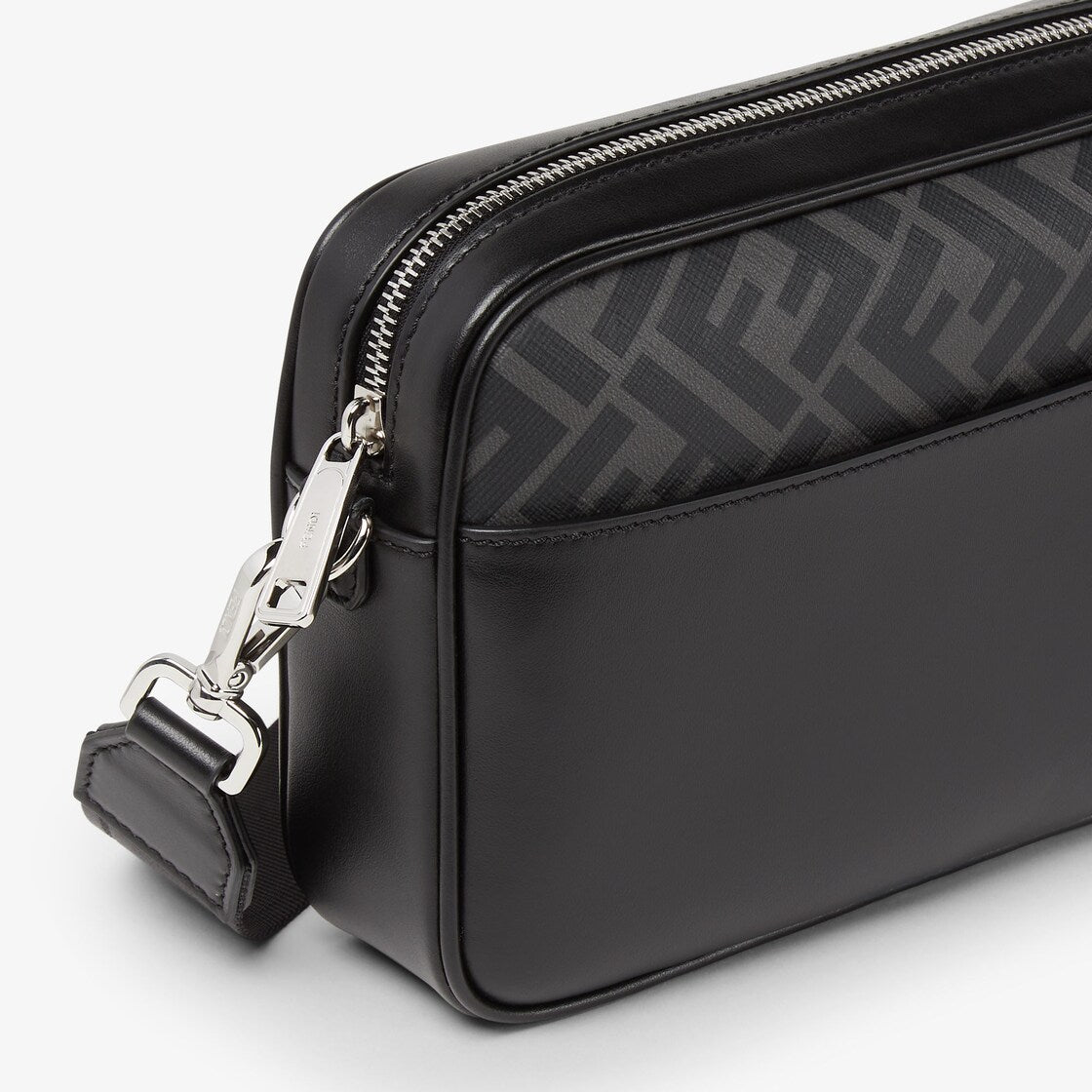 Black leather and black ff canvas bag-FENDI-Verso
