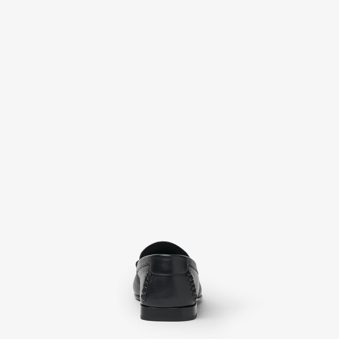 Black leather braided loafers-FENDI-Verso