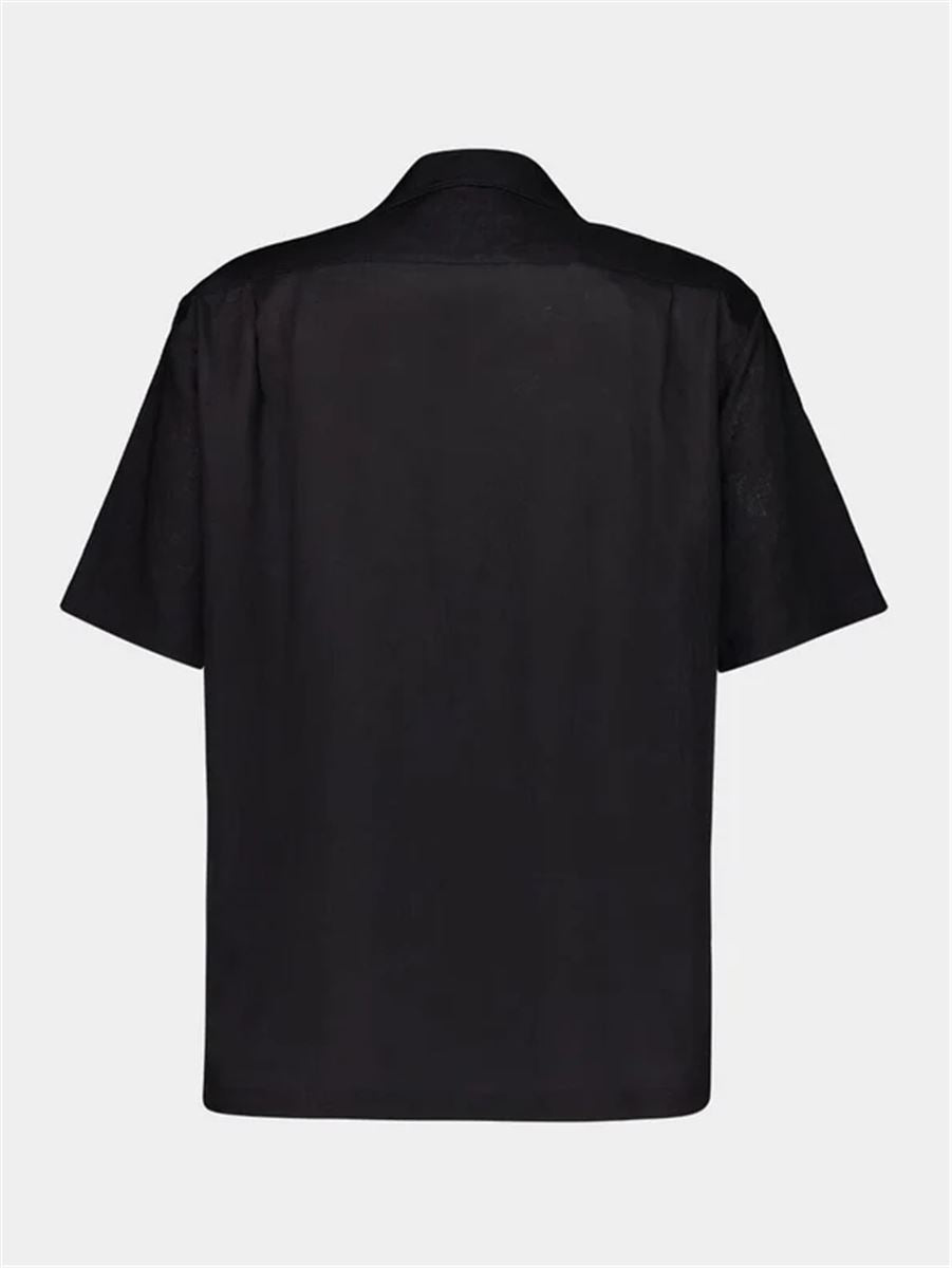 BLACK LINEN SHORT SLEEVE BUTTON-UP SHIRT - DOLCE & GABBANA - Verso