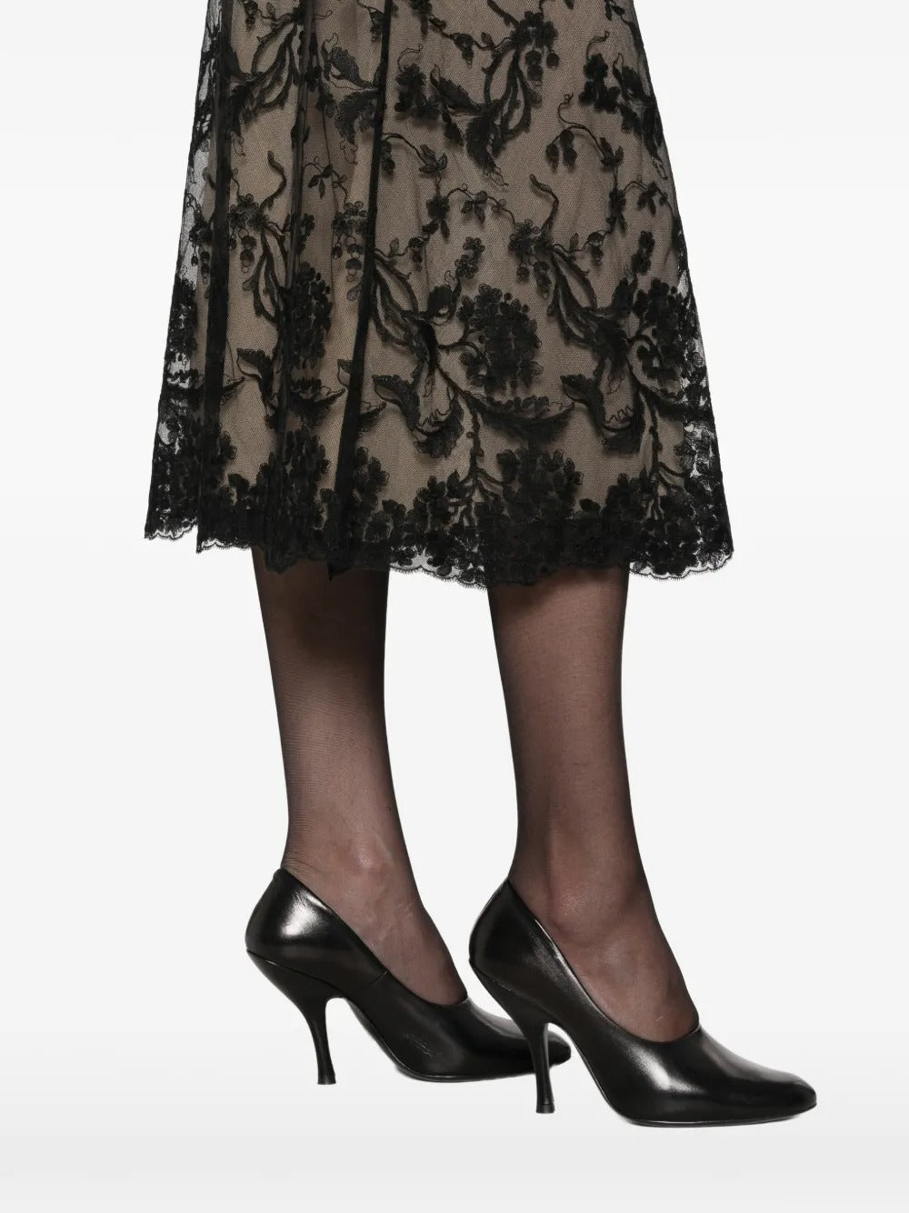 Black Peonia Lace Skirt-FENDI-Verso