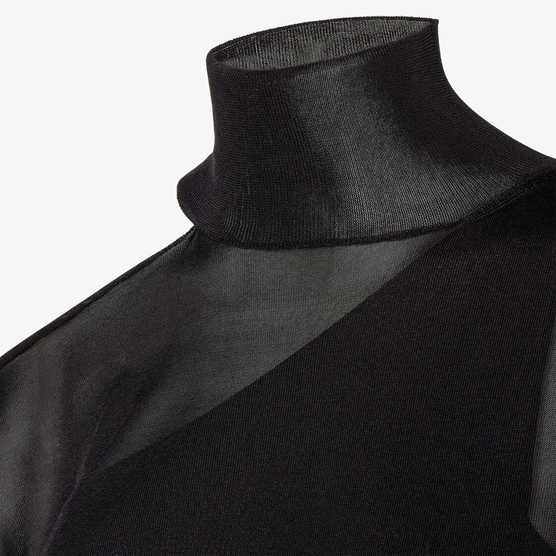 Black silk organza jumper-FENDI-Verso