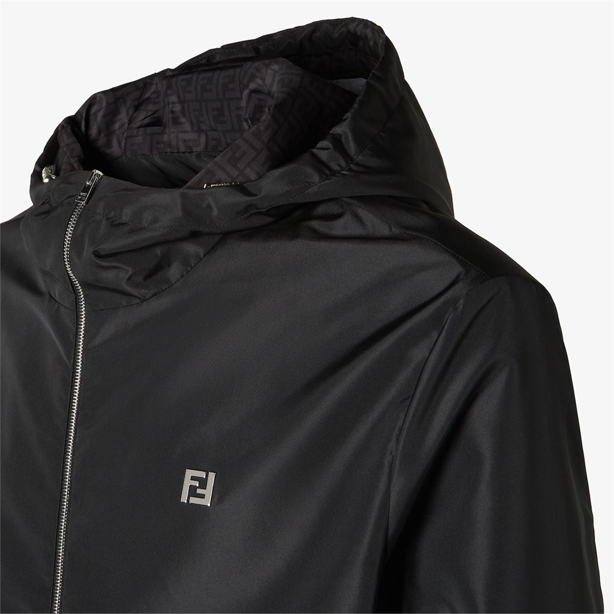 Black tech fabric blouson-FENDI-Verso