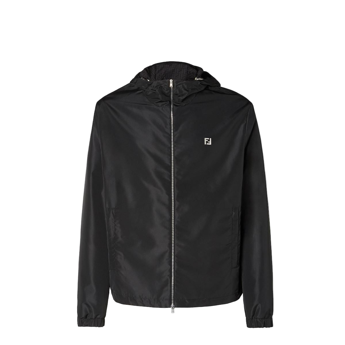 Black tech fabric blouson-FENDI-Verso