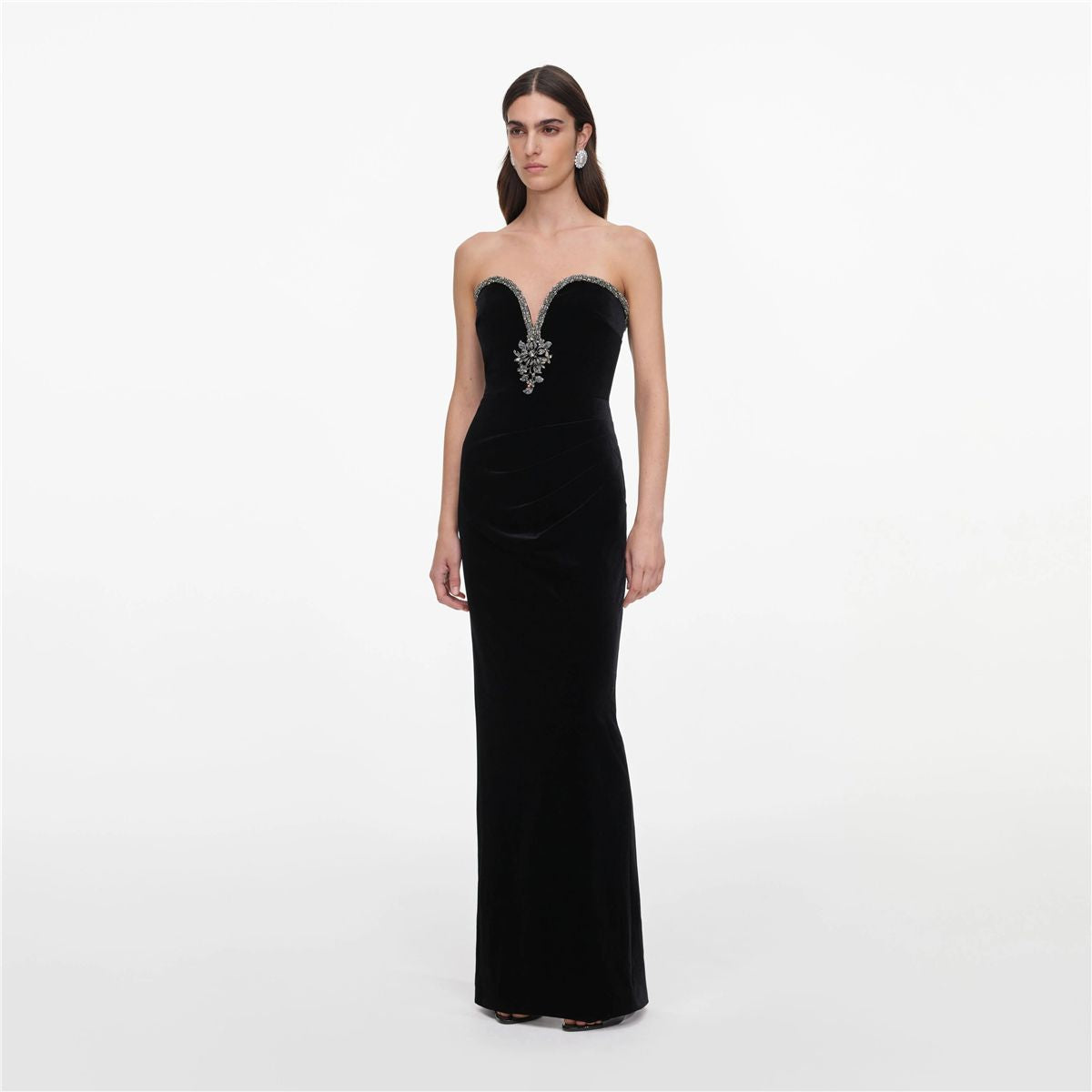 Black velvet maxi dress-SELF-PORTRAIT-Verso