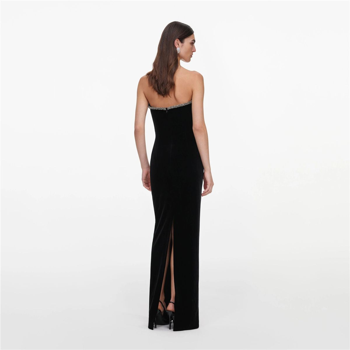 Black velvet maxi dress-SELF-PORTRAIT-Verso