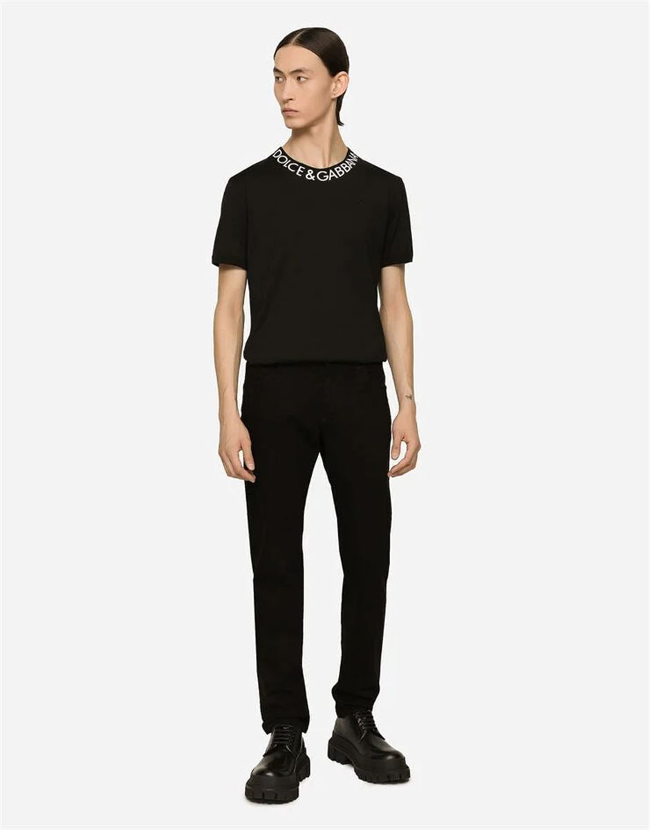 Black wash slim-fit stretch jeans-DOLCE & GABBANA-Verso
