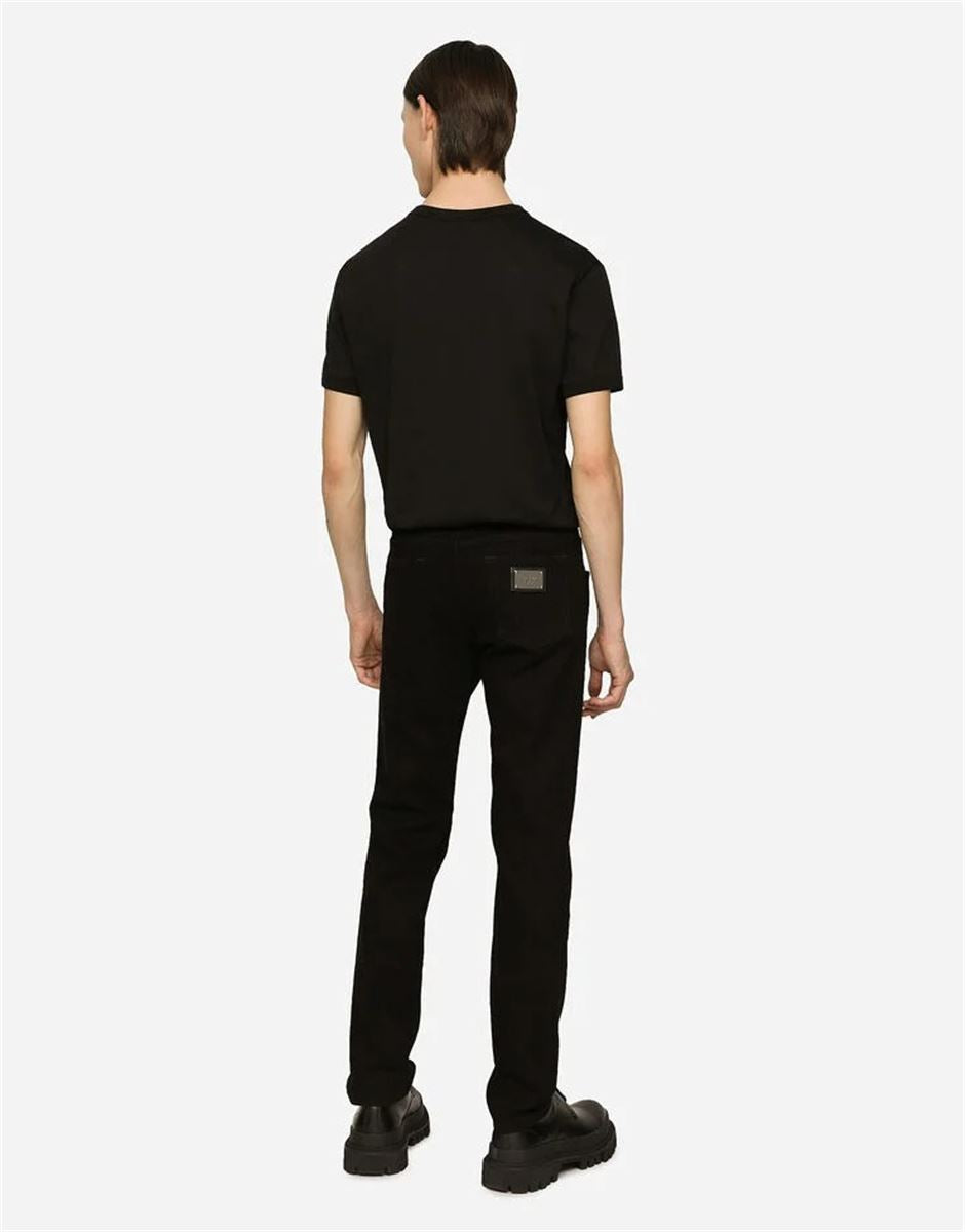 Black wash slim-fit stretch jeans-DOLCE & GABBANA-Verso