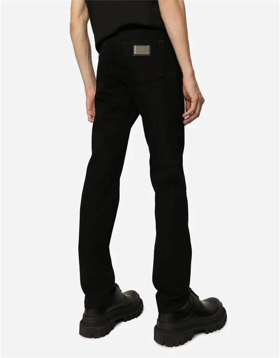 Black wash slim-fit stretch jeans-DOLCE & GABBANA-Verso