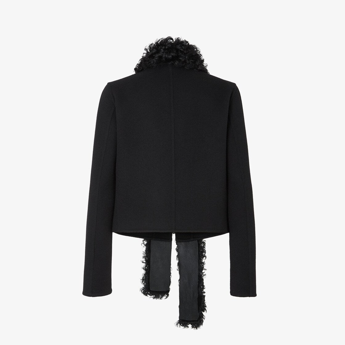 Black wool and shearling blouson-FENDI-Verso