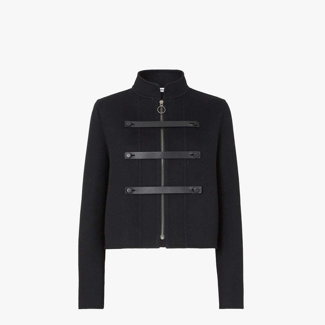 Black wool and shearling blouson-FENDI-Verso