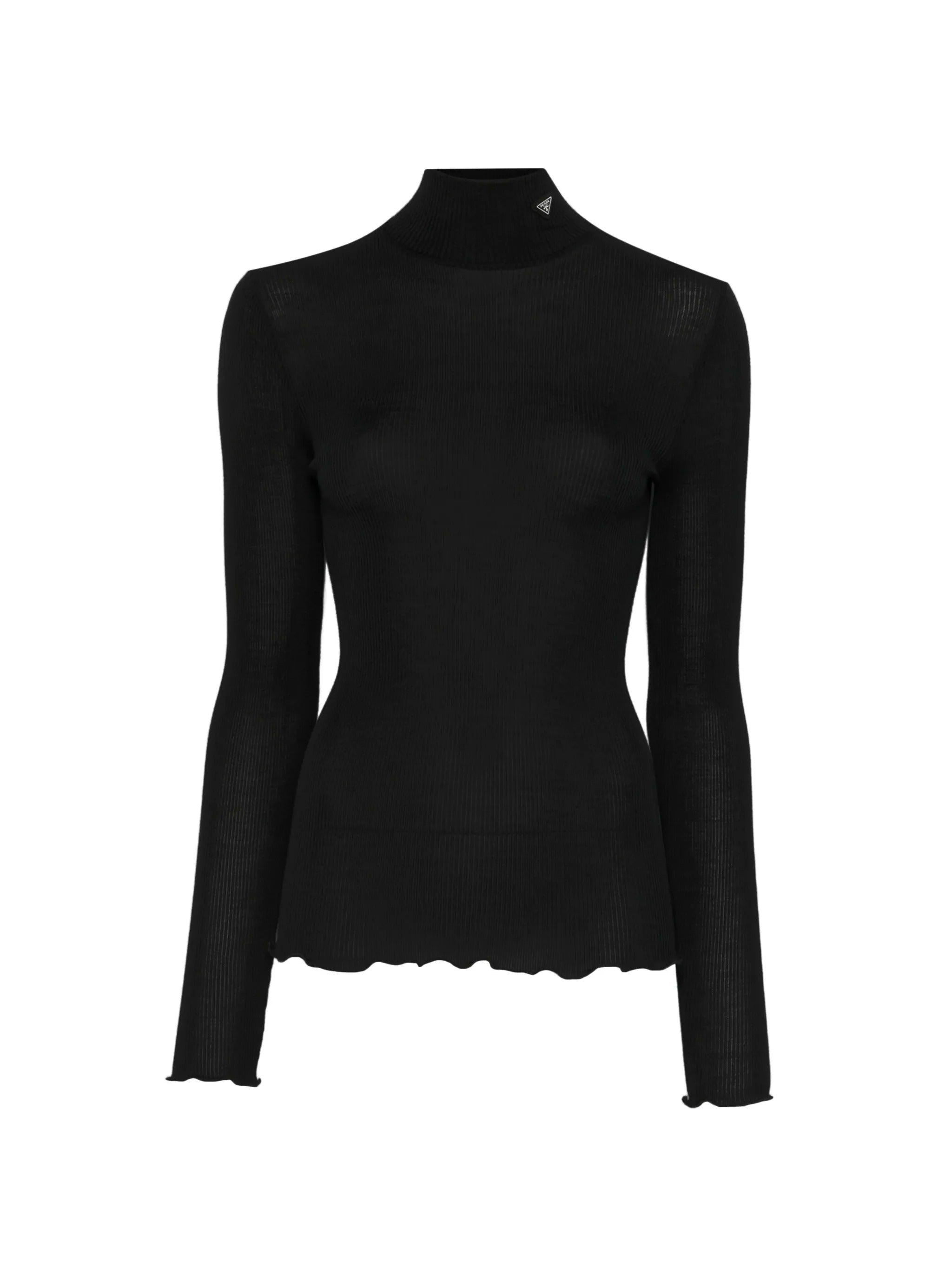 Black Wool and Silk Turtleneck Jumper-PRADA-309761-S-Verso