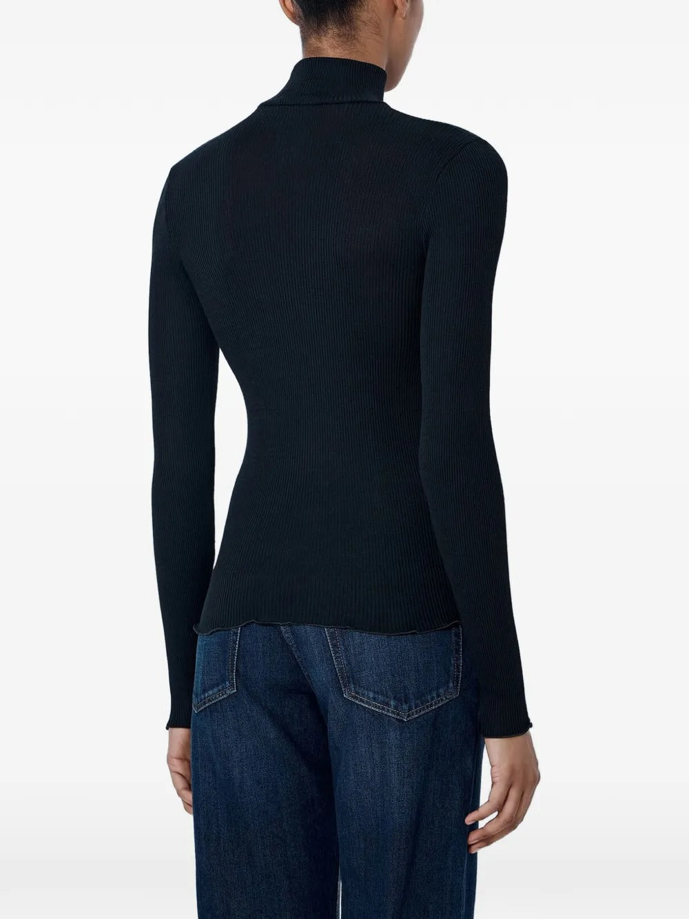 Black Wool and Silk Turtleneck Jumper-PRADA-Verso
