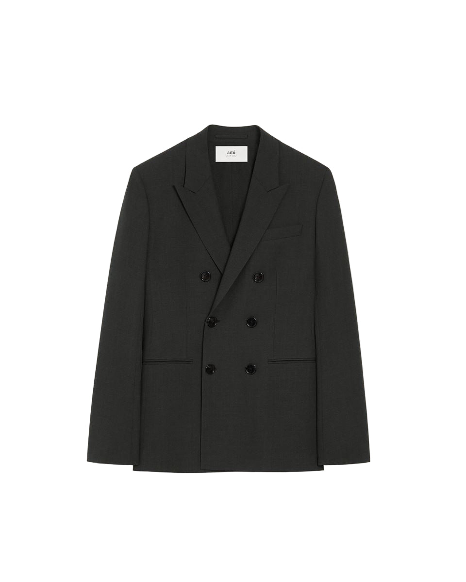 Black Wool Double Breasted Jacket-AMI-Verso