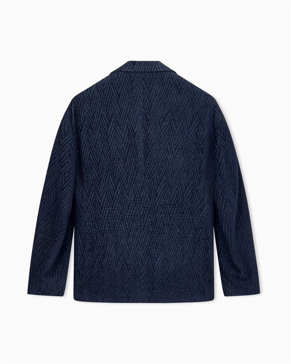 Blazer regular fit with silk and chenille macro chevron-GIORGIO ARMANI-Verso
