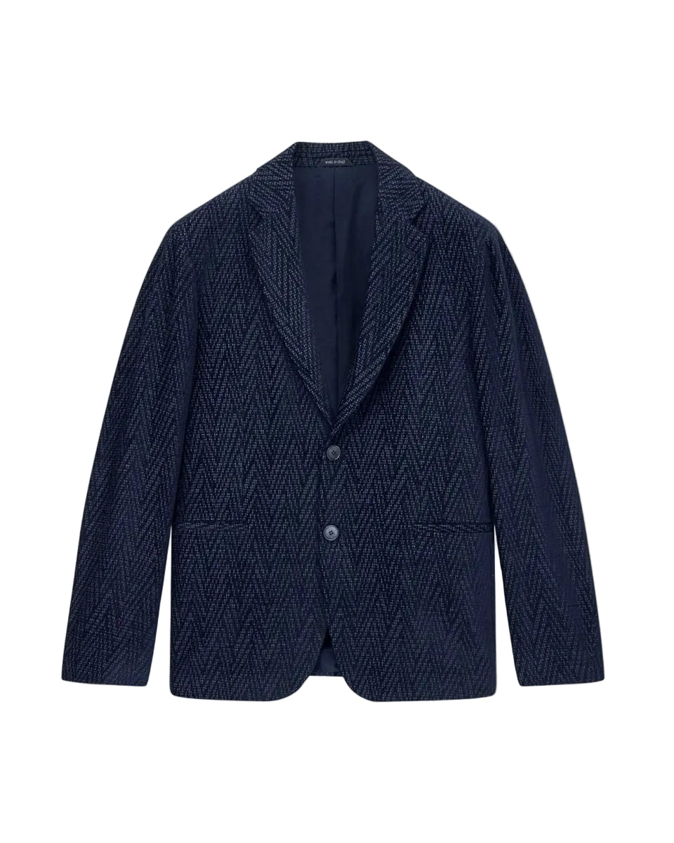 Blazer regular fit with silk and chenille macro chevron-GIORGIO ARMANI-310721-50-Verso