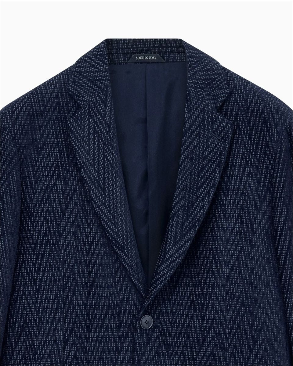 Blazer regular fit with silk and chenille macro chevron-GIORGIO ARMANI-Verso