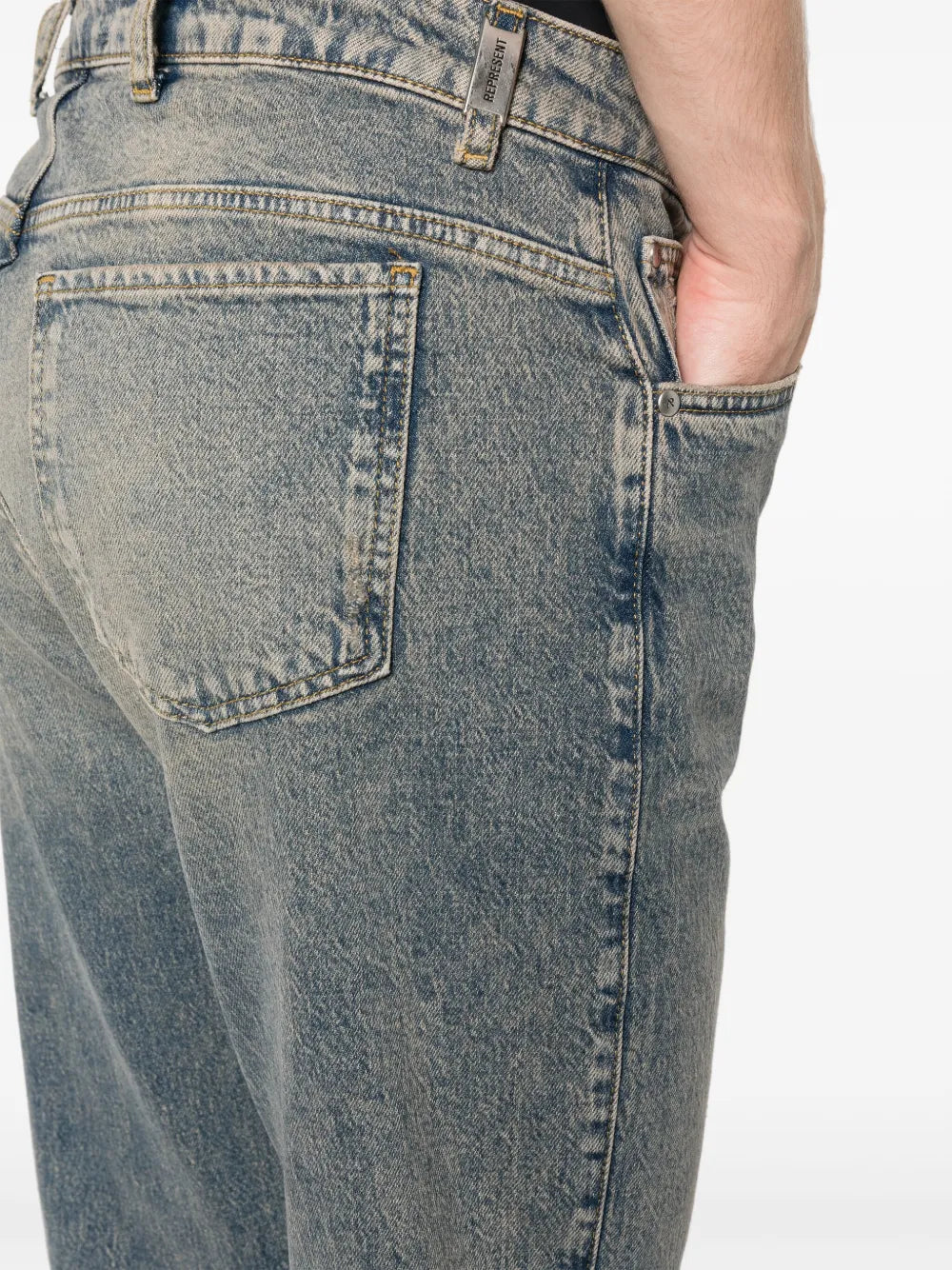 Bleached-effect straight-leg jeans-REPRESENT-Verso