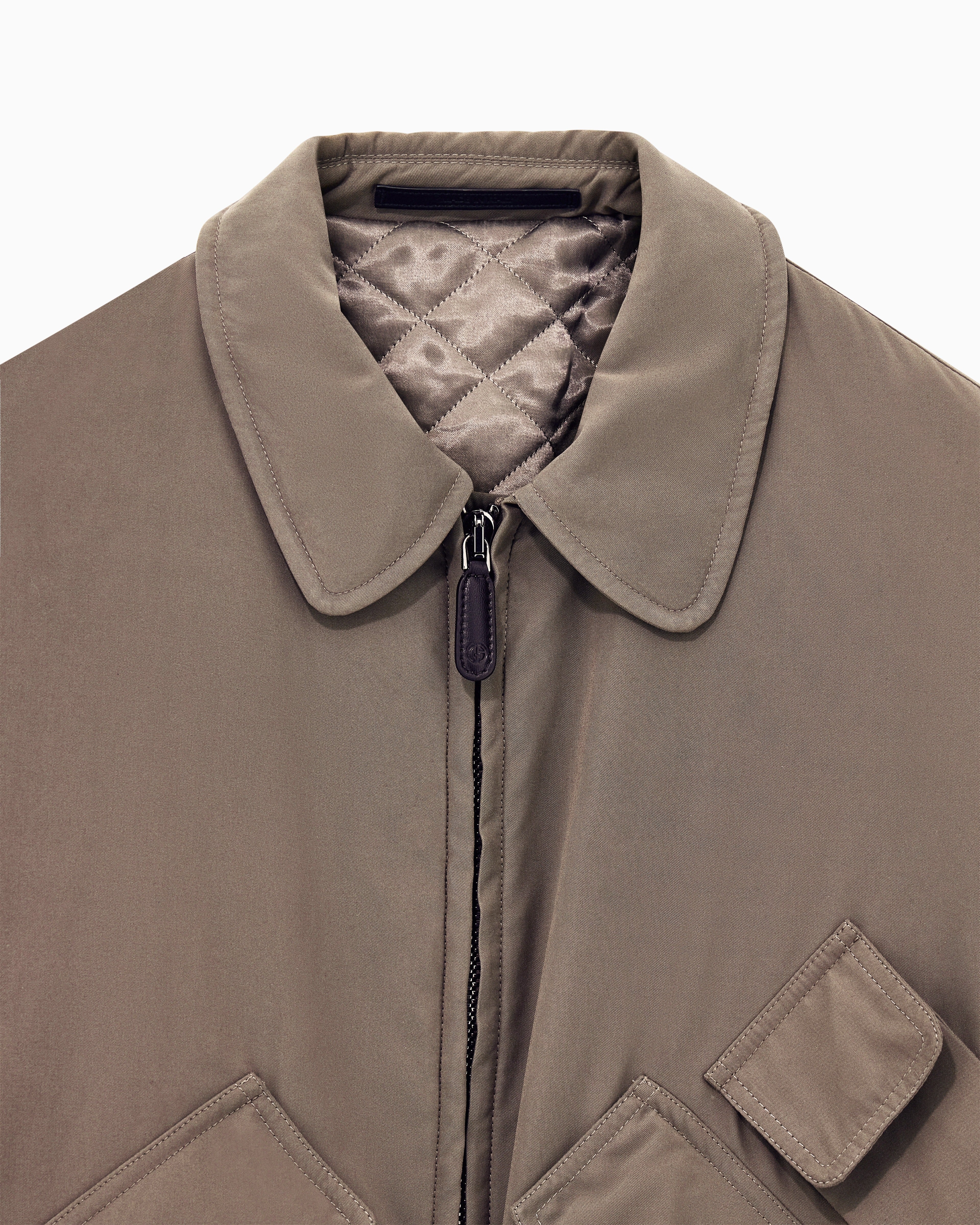 Blouson Jacket Oversized in Satin with Suede Effect-GIORGIO ARMANI-Verso