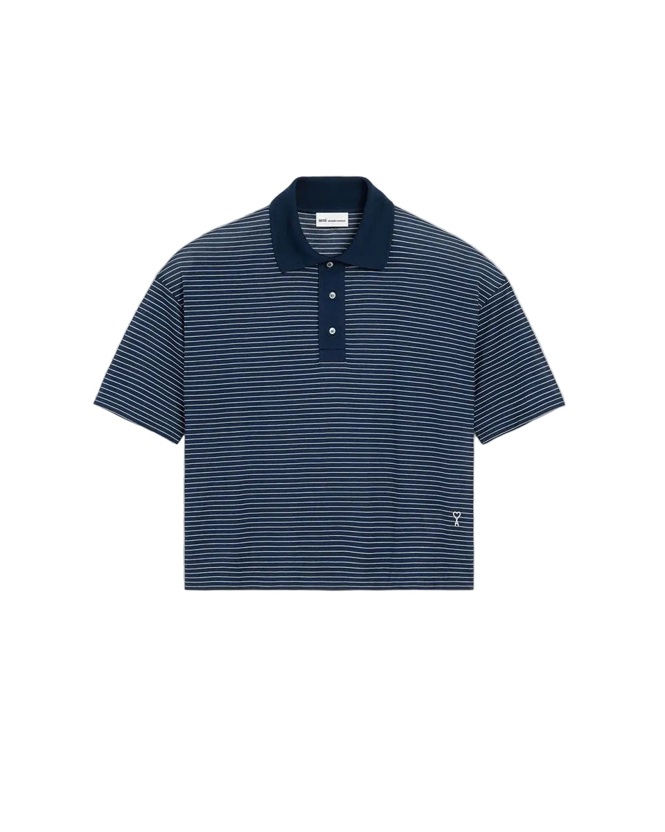 Blue cotton striped ami de coeur polo-AMI-306643-XS-Verso