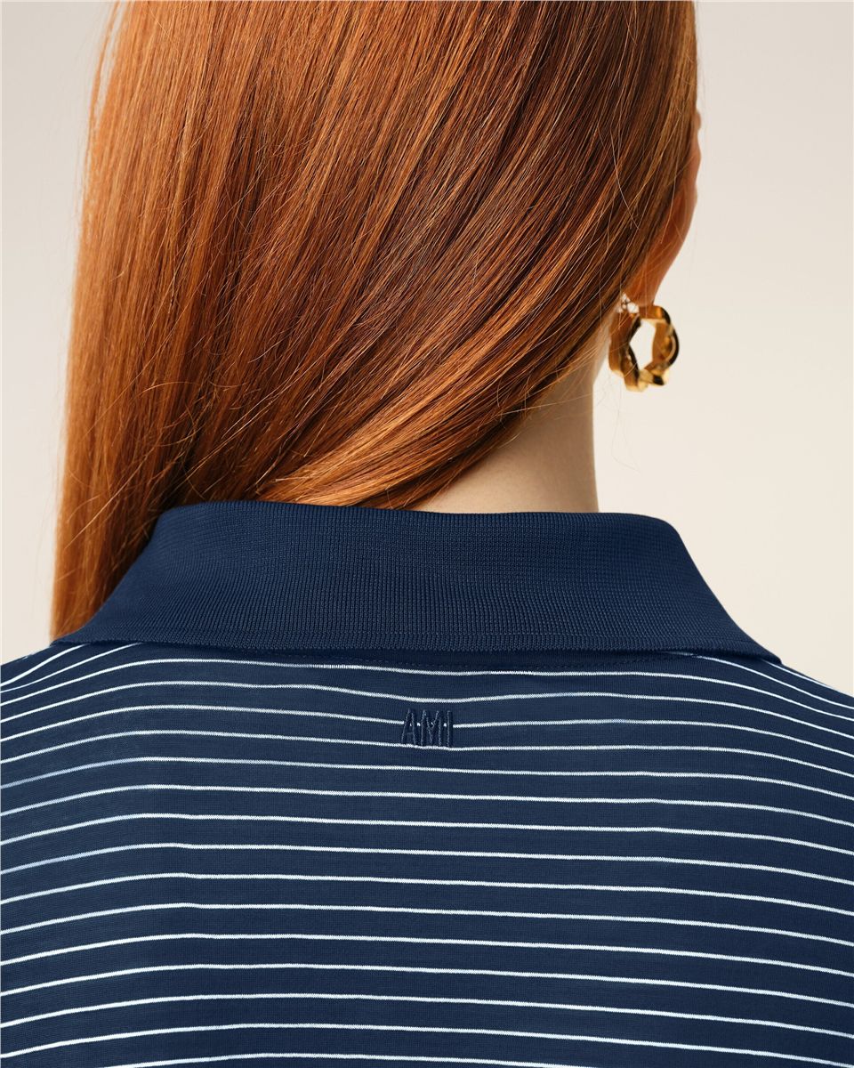 Blue cotton striped ami de coeur polo-AMI-Verso