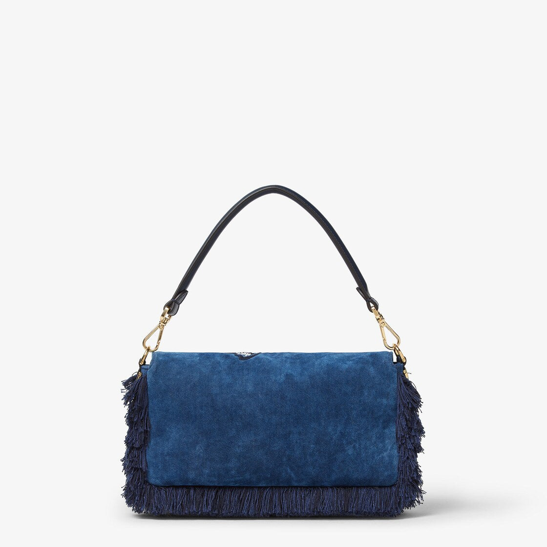 Blue flocked denim bag with night butterfly embroidery-FENDI-Verso