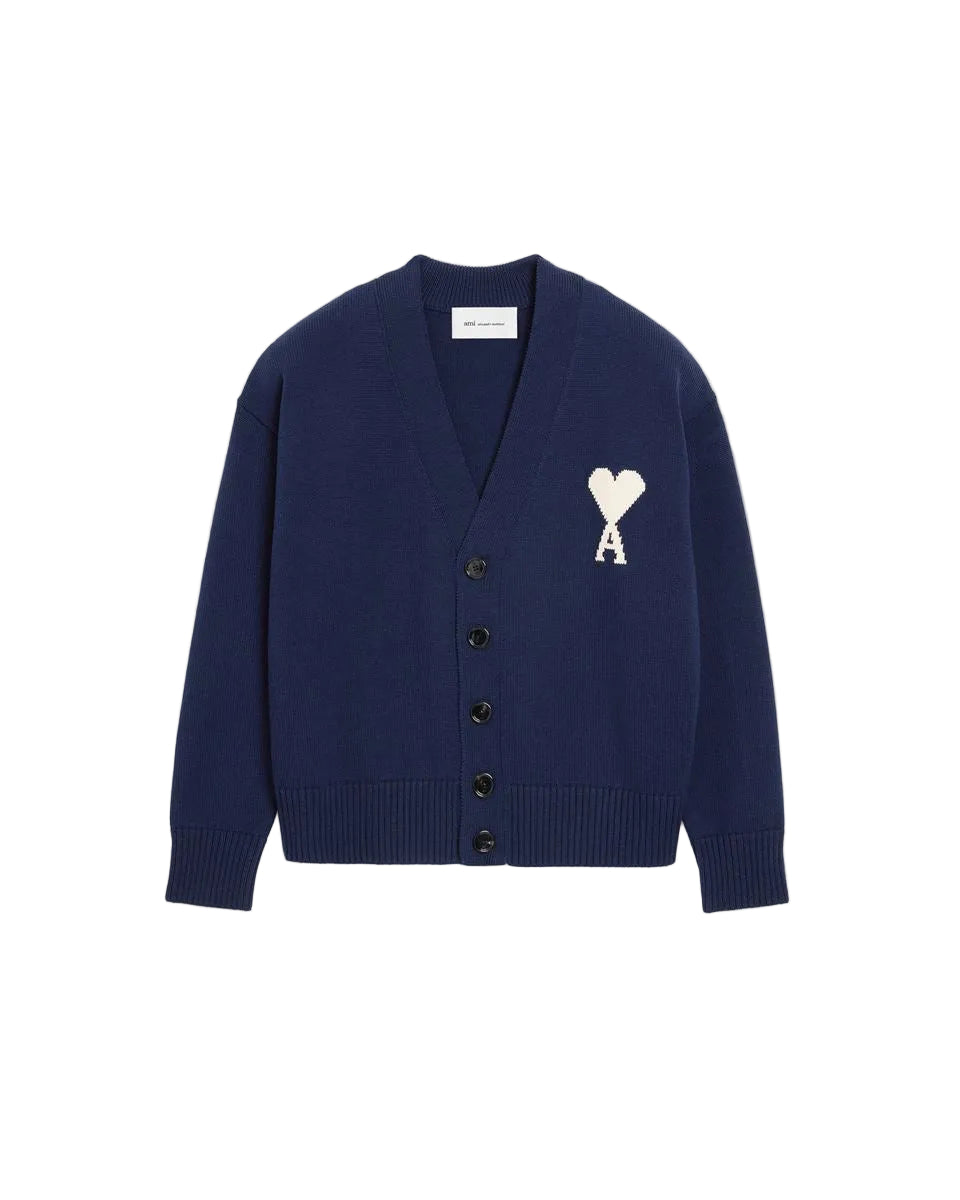 Blue wool ami de coeur cardigan-AMI-309080-XXS-Verso