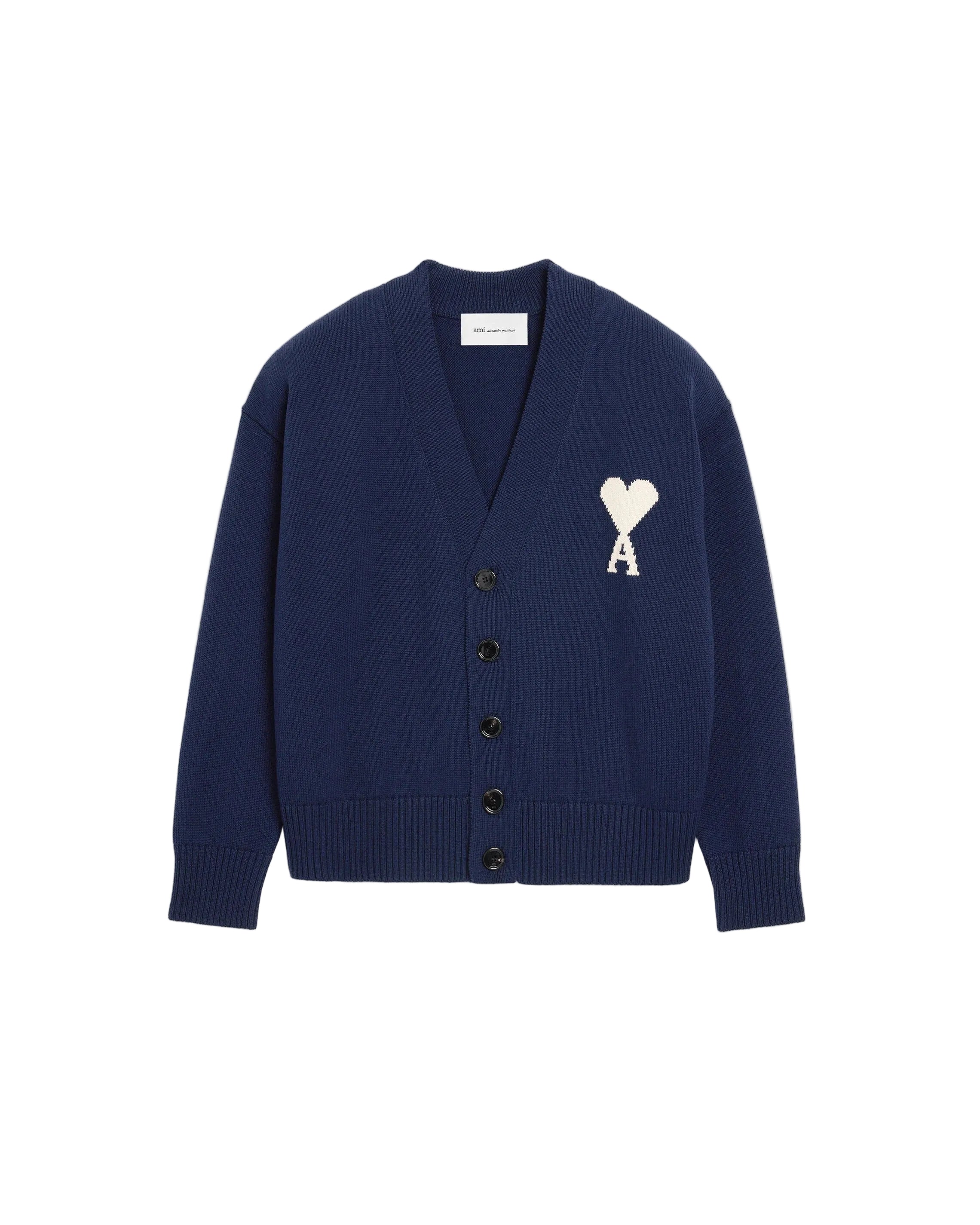 Blue Wool Ami De Coeur Cardigan-AMI-309080-XXS-Verso