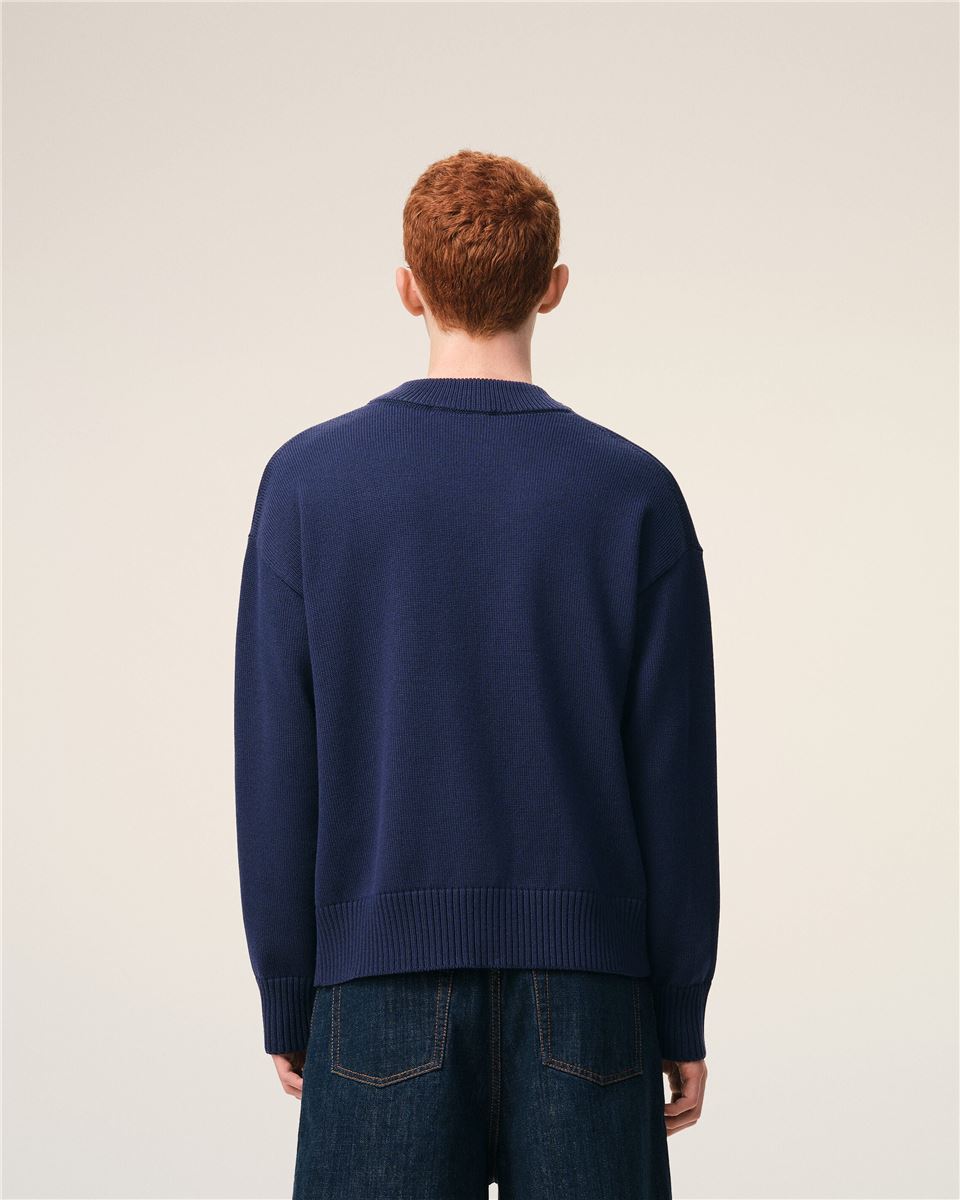 Blue wool ami de coeur cardigan-AMI-Verso